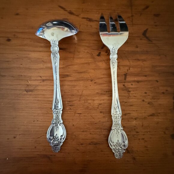 Vintage Rogers Stanley Roberts Floral Stainless Steel Serving Utensil Set - Picture 2 of 2